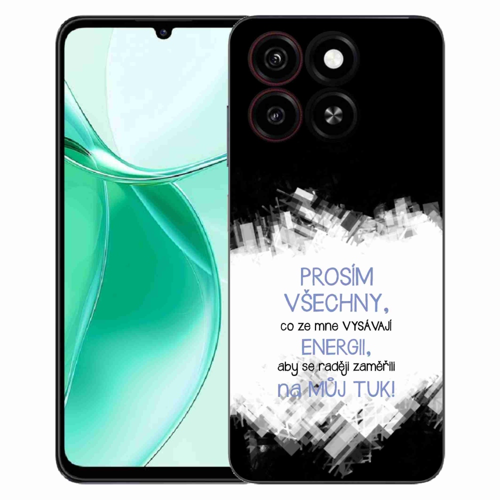 Gélový kryt mmCase na ZTE Blade A35 - vtipný text 1 modrý