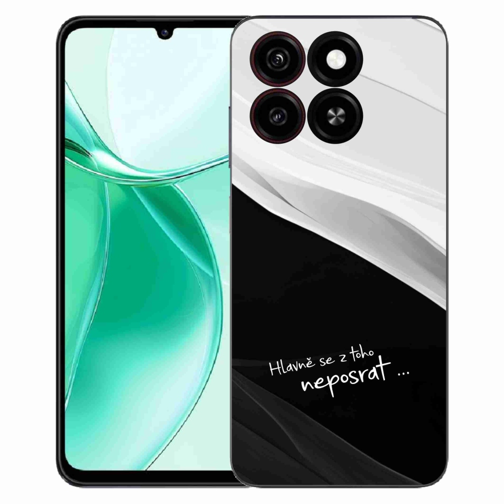 Gélový kryt mmCase na ZTE Blade A35 - vtipný text 13 čiernobiele pozadie