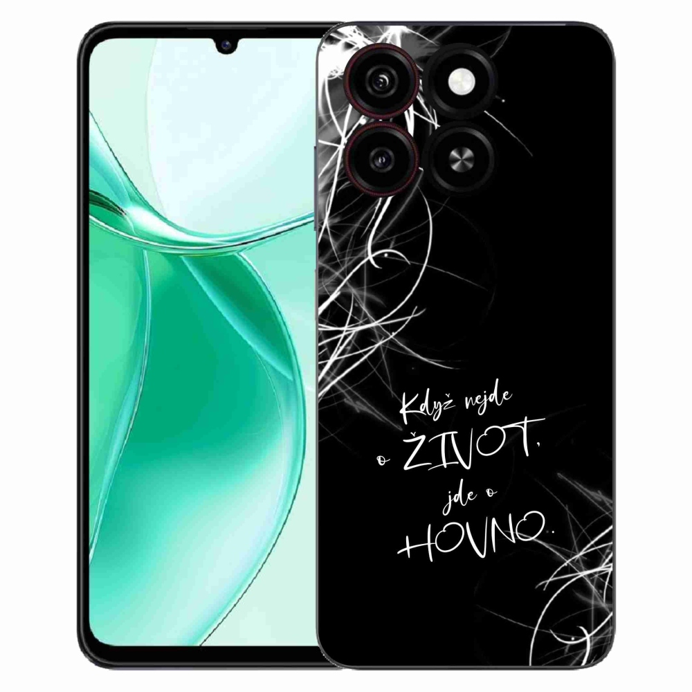 Gélový kryt mmCase na ZTE Blade A35 - vtipný text 16 čierne pozadie