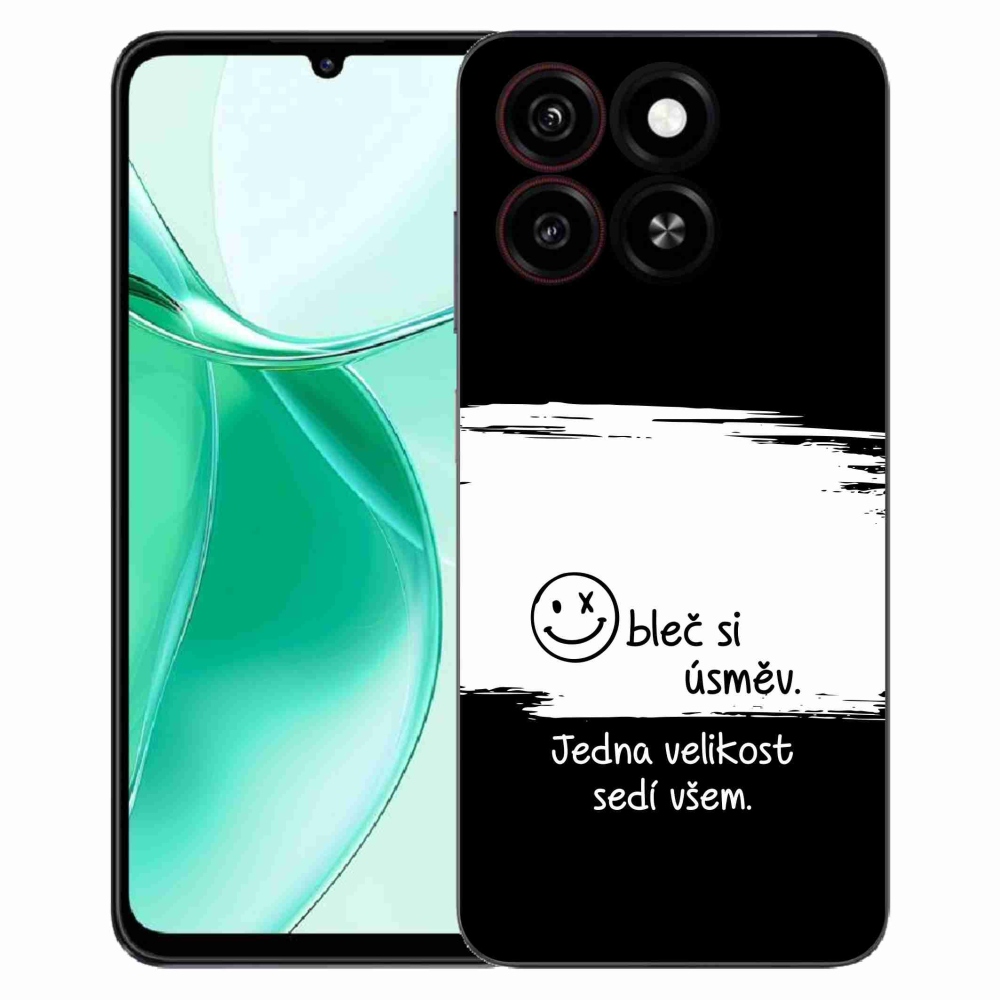 Gélový kryt mmCase na ZTE Blade A35 - vtipný text 8 bieločierne pozadie