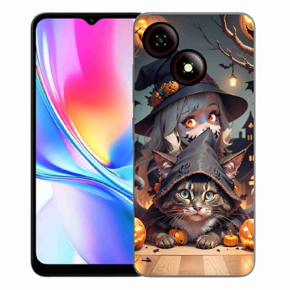 Gélový kryt mmCase na ZTE Blade A35E - čarodejnica s mačkou