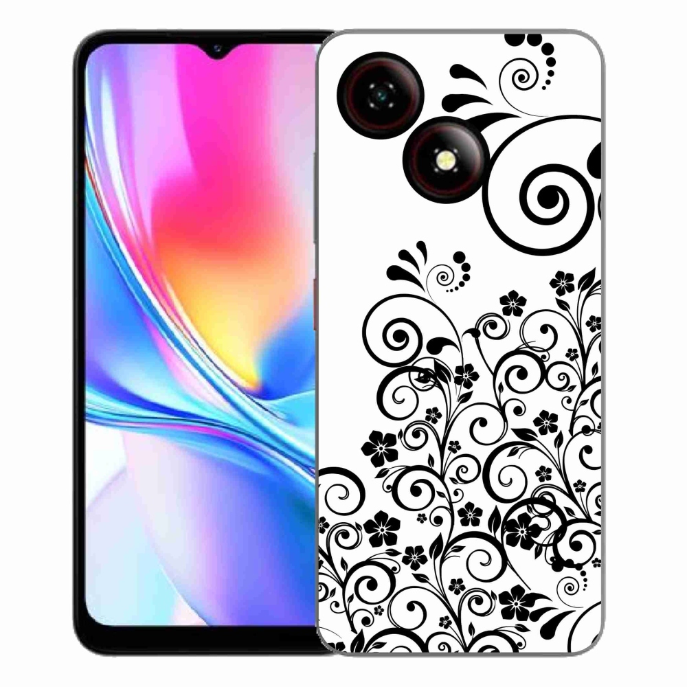 Gélový kryt mmCase na ZTE Blade A35E - čiernobiele kvetinové vzory