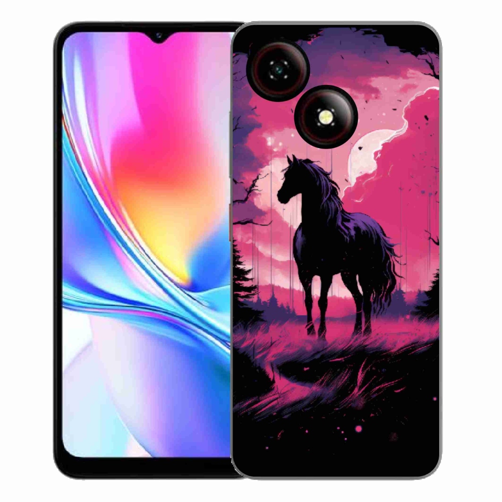 Gélový kryt mmCase na ZTE Blade A35E - čierny kreslený kôň 1