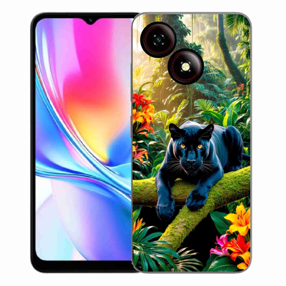 Gélový kryt mmCase na ZTE Blade A35E - čierny panter v džungli