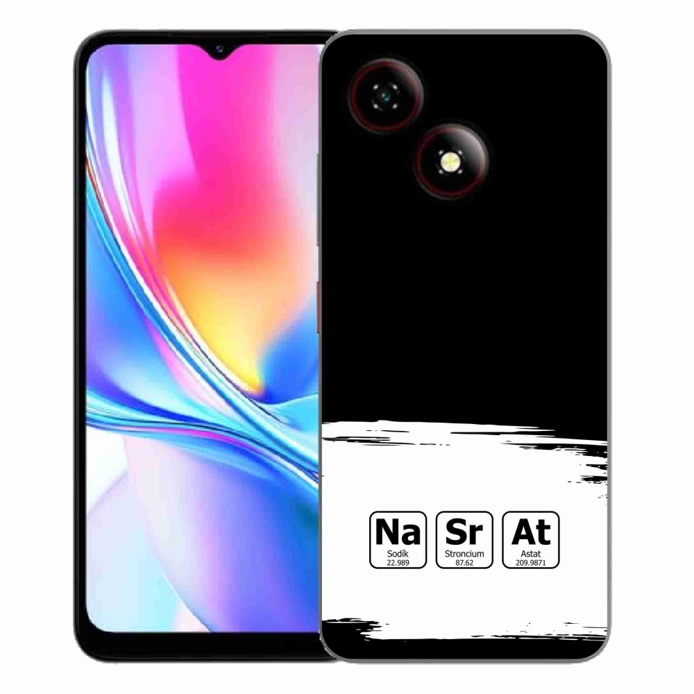 Gélový kryt mmCase na ZTE Blade A35E - chemické prvky bieločierne pozadie