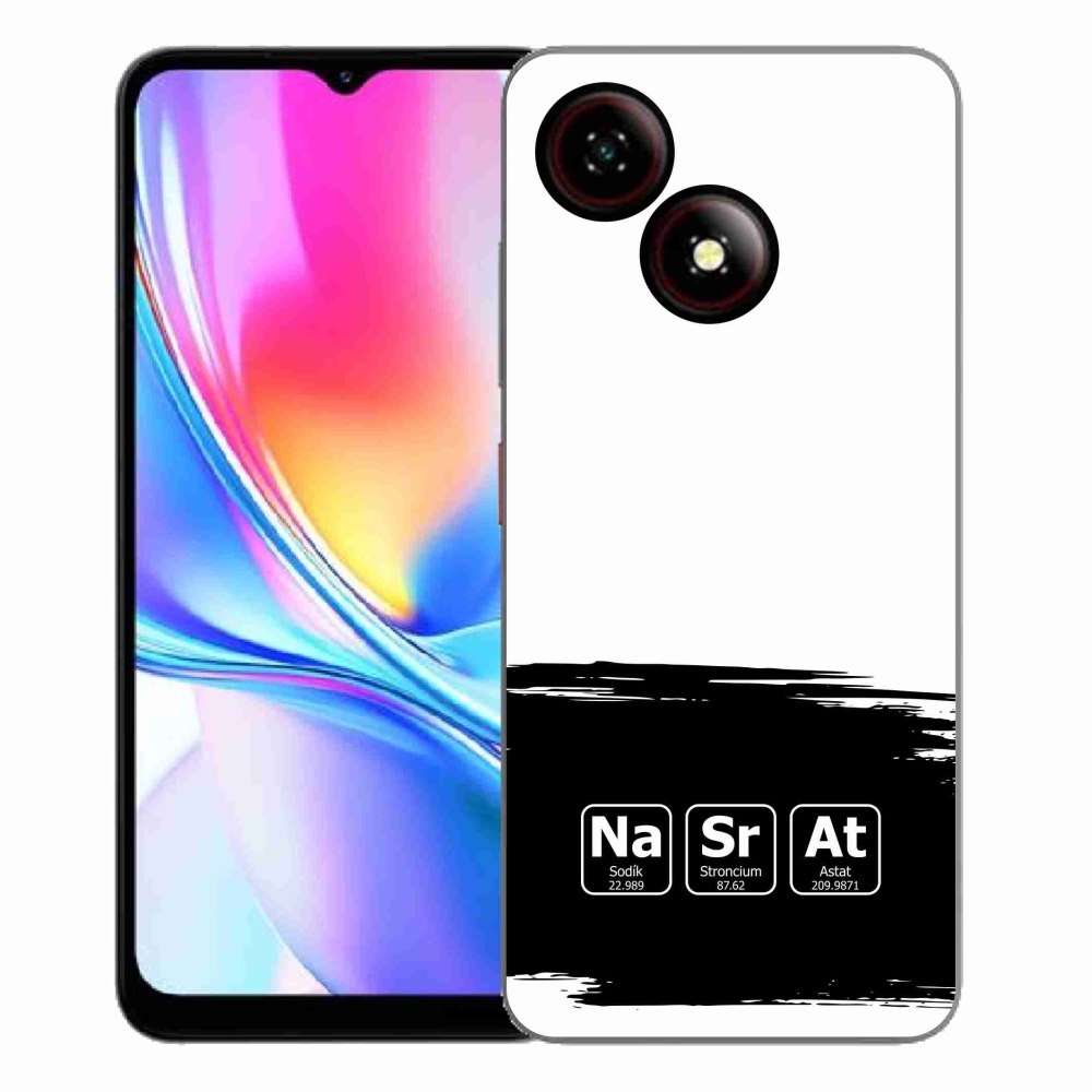 Gélový kryt mmCase na ZTE Blade A35E - chemické prvky čiernobiele pozadie