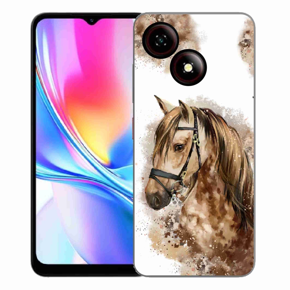 Gélový kryt mmCase na ZTE Blade A35E - hnedý kreslený kôň