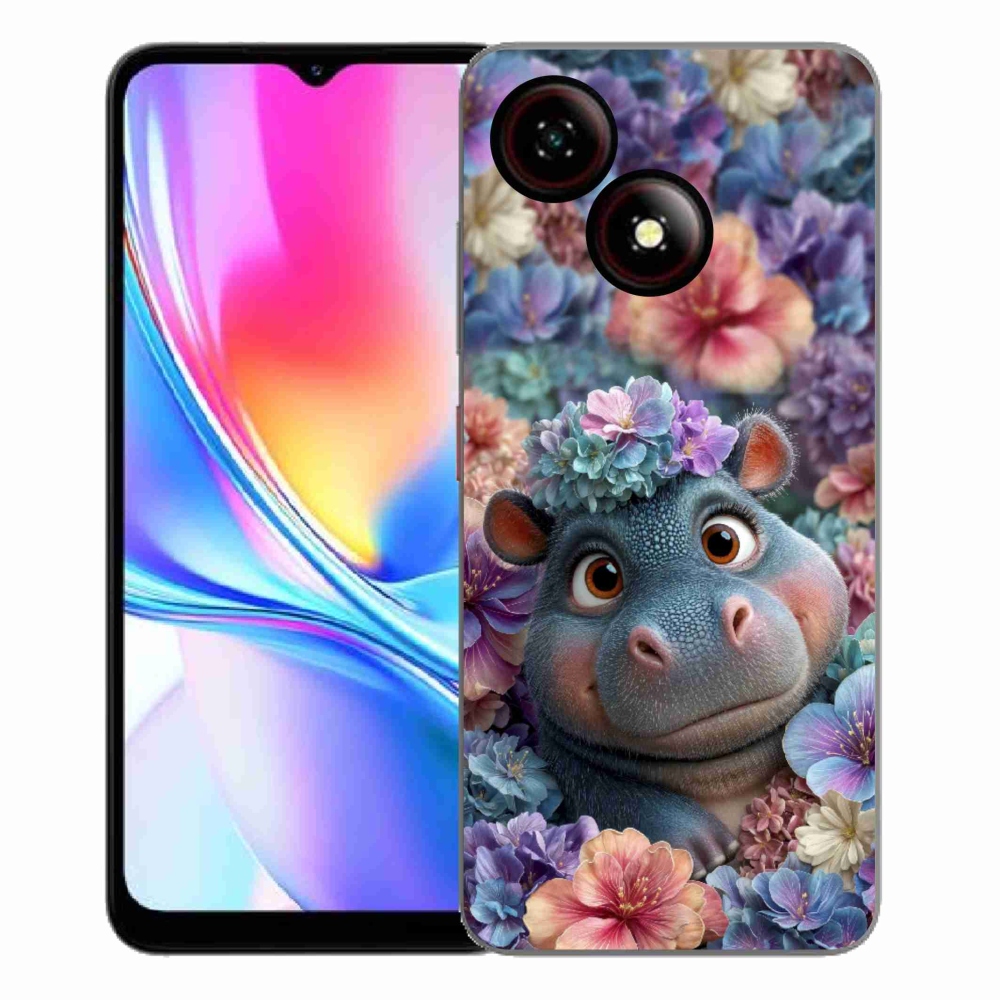 Gélový kryt mmCase na ZTE Blade A35E - hrošík v kvetoch