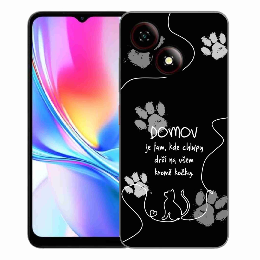 Gélový kryt mmCase na ZTE Blade A35E - mačacie motív čierne pozadie