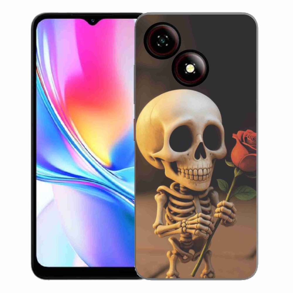 Gélový kryt mmCase na ZTE Blade A35E - kostlivec s ružou