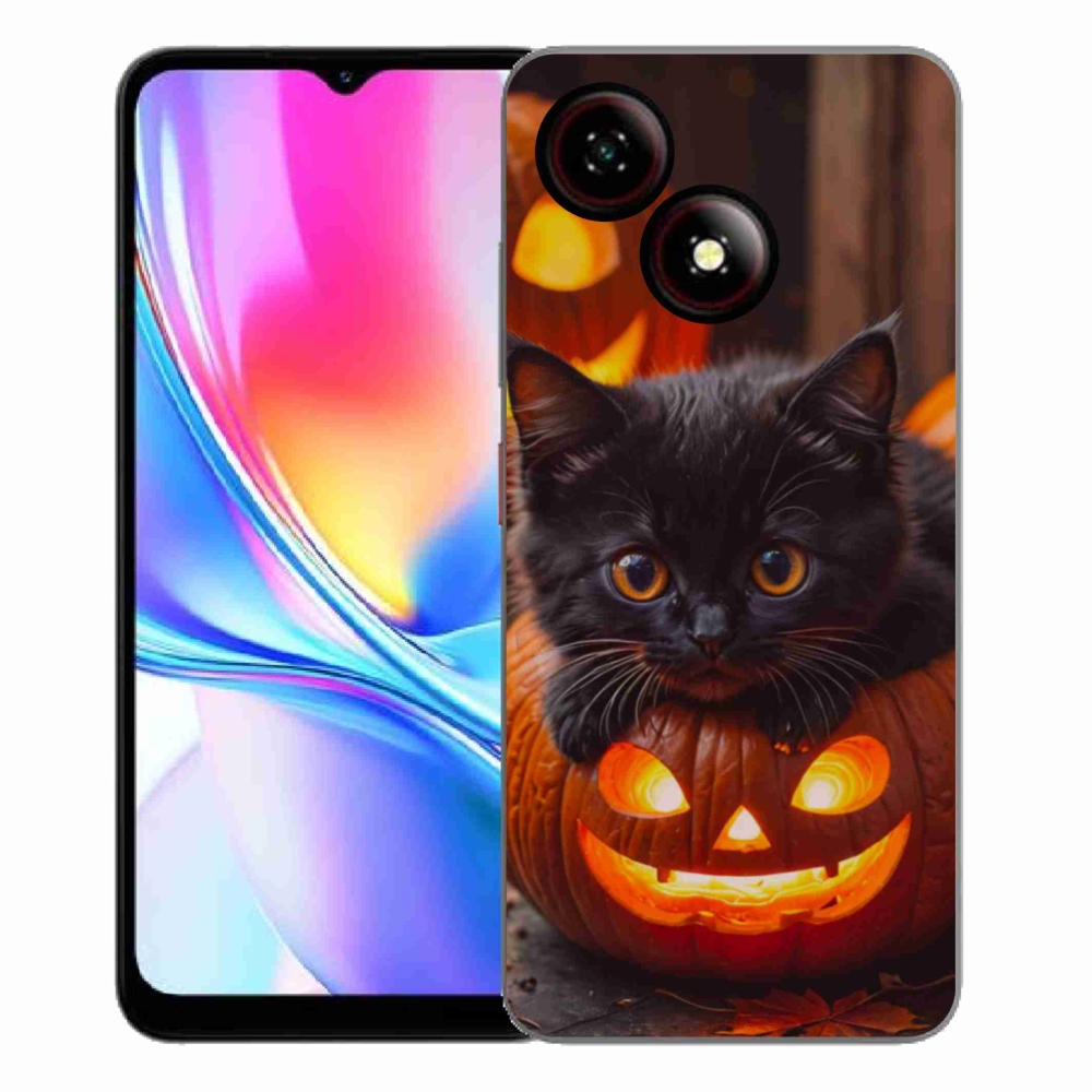 Gélový kryt mmCase na ZTE Blade A35E - mačiatko a tekvica