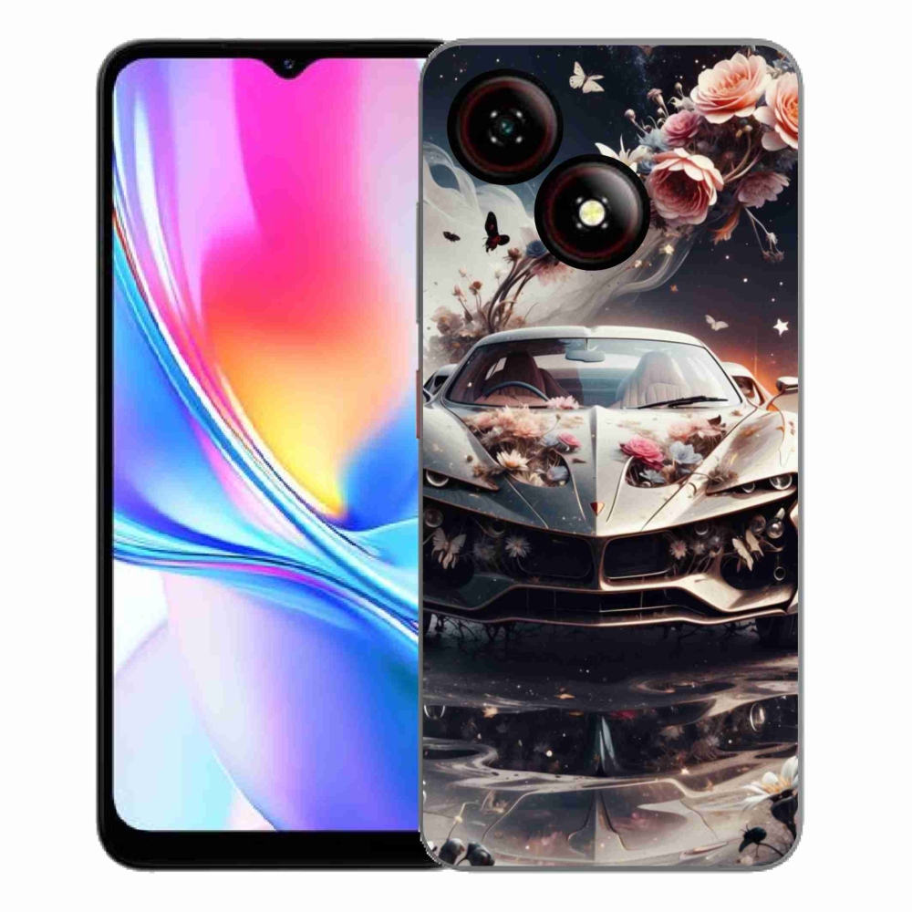 Gélový kryt mmCase na ZTE Blade A35E - kvetinový športový automobil