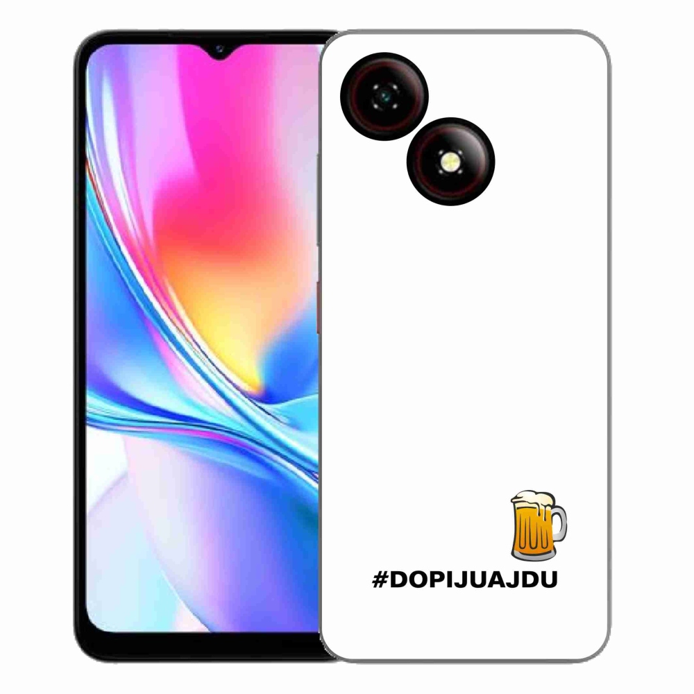 Gélový kryt mmCase na ZTE Blade A35E - pivný motív 1 biele pozadie