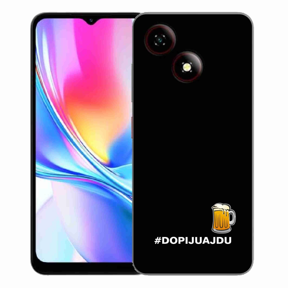 Gélový kryt mmCase na ZTE Blade A35E - pivný motív 1 čierne pozadie
