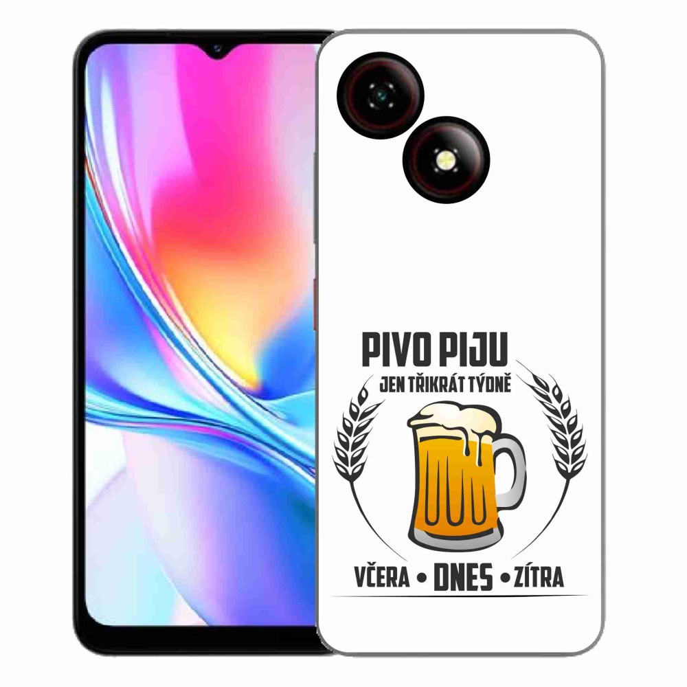 Gélový kryt mmCase na ZTE Blade A35E - pivný motív biele pozadie