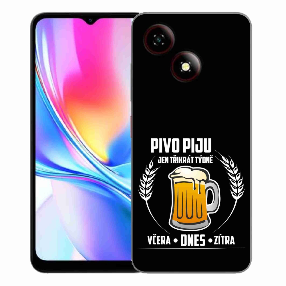 Gélový kryt mmCase na ZTE Blade A35E - pivný motív čierne pozadie