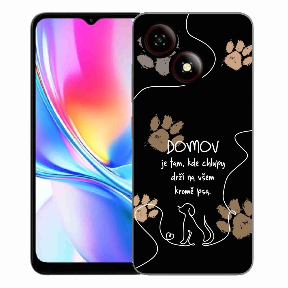 Gélový kryt mmCase na ZTE Blade A35E - psí motív čierne pozadie