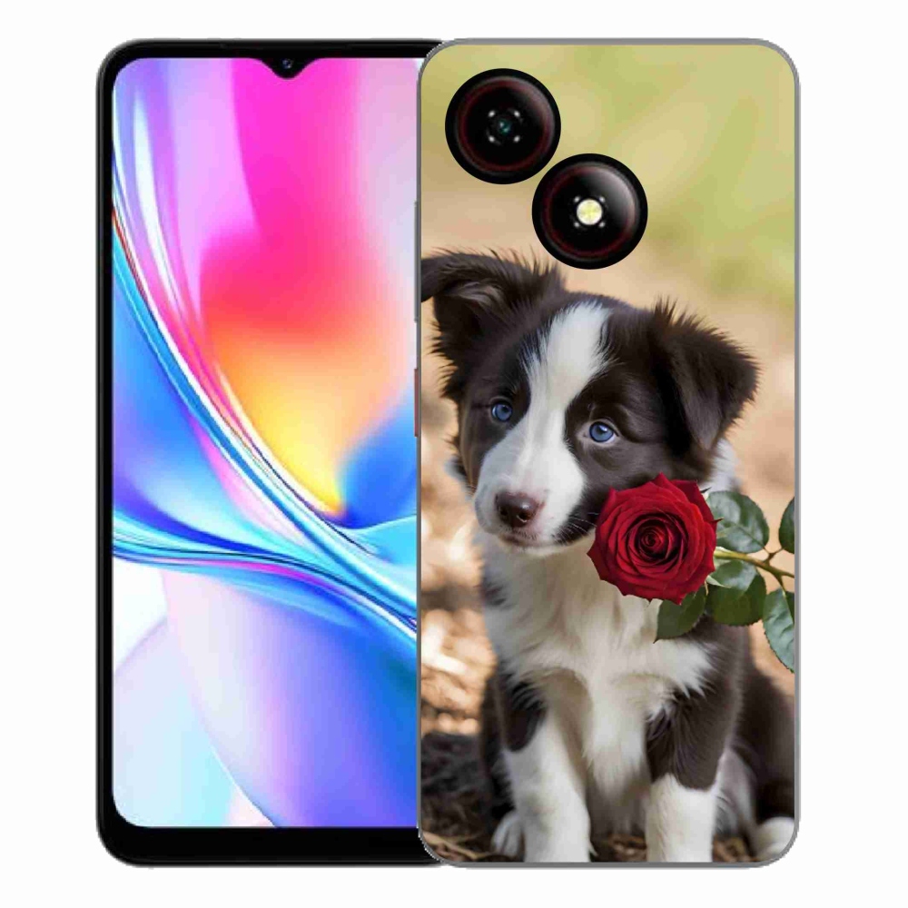 Gélový kryt mmCase na ZTE Blade A35E - roztomilá border kólia s ružou