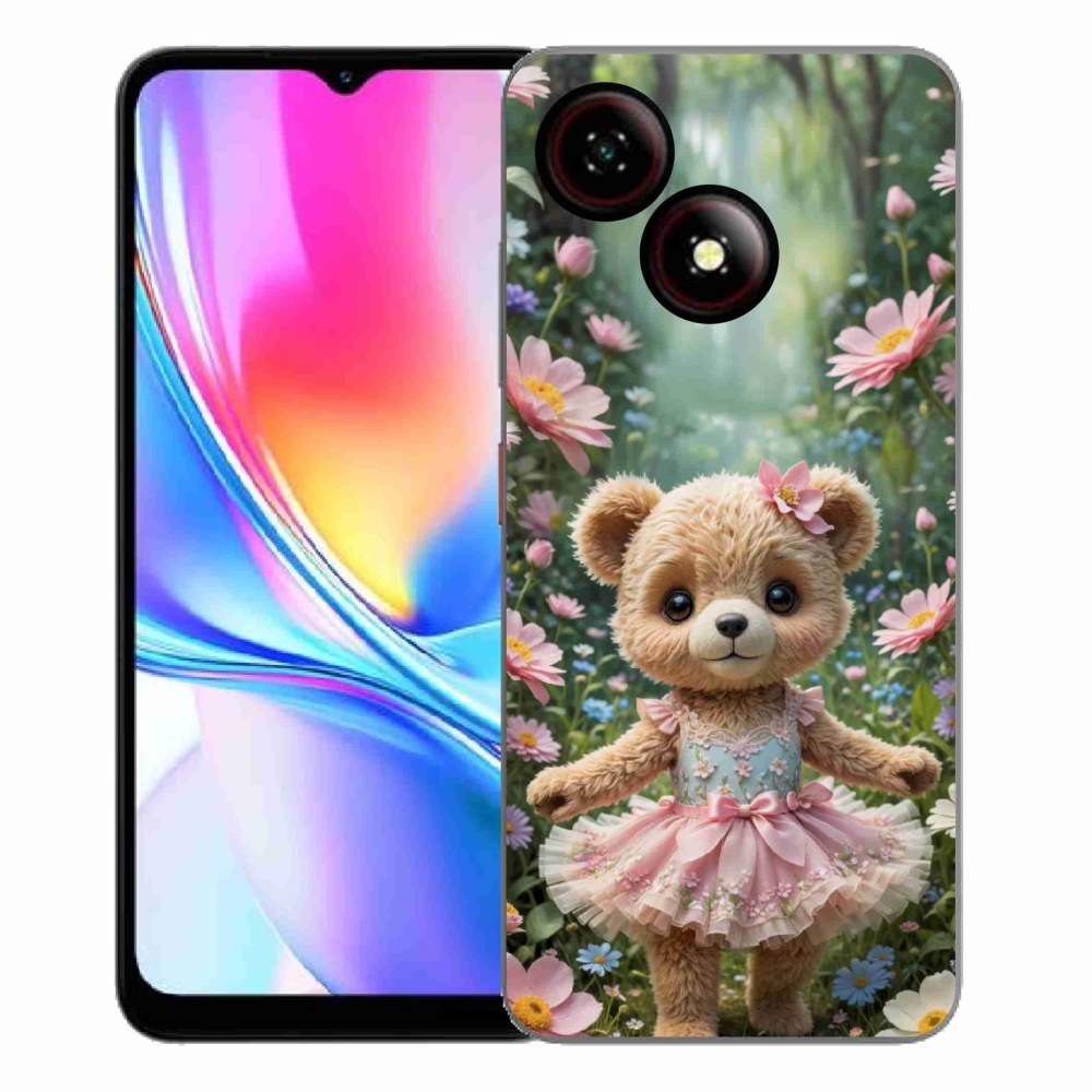 Gélový kryt mmCase na ZTE Blade A35E - roztomilý medvedík v kvetoch