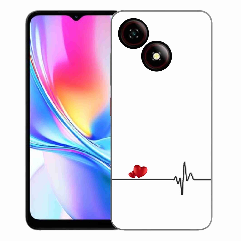 Gélový kryt mmCase na ZTE Blade A35E - srdce a tep biele pozadie