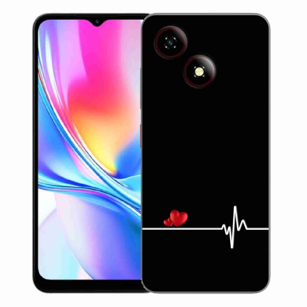 Gélový kryt mmCase na ZTE Blade A35E - srdce a tep čierne pozadie