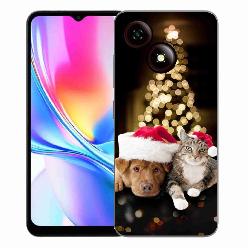 Gélový kryt mmCase na ZTE Blade A35E - vianočný pes a mačka