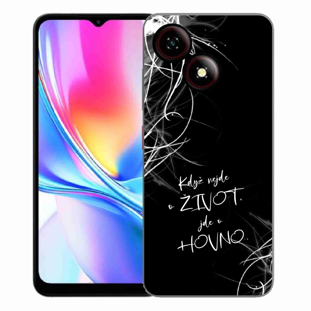 Gélový kryt mmCase na ZTE Blade A35E - vtipný text 16 čierne pozadie