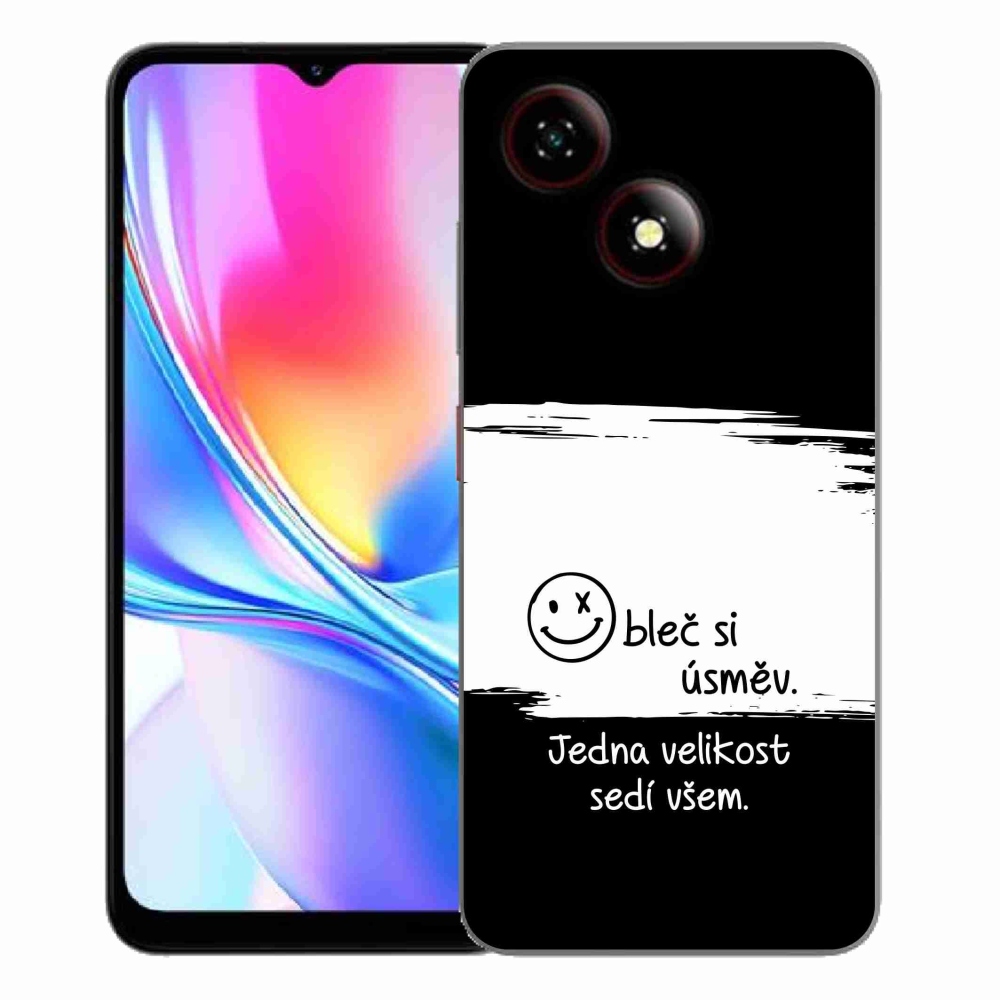 Gélový kryt mmCase na ZTE Blade A35E - vtipný text 8 bieločierne pozadie