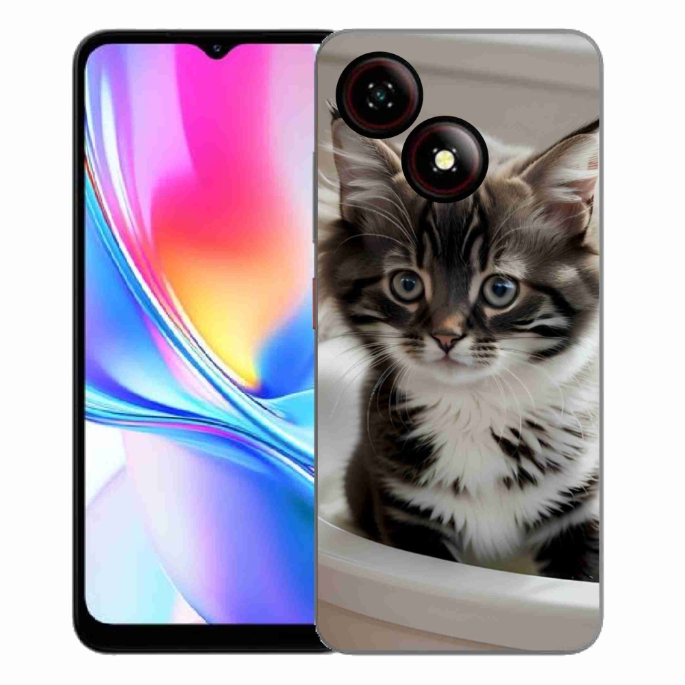 Gélový kryt mmCase na ZTE Blade A35E - zvedavé mačiatko