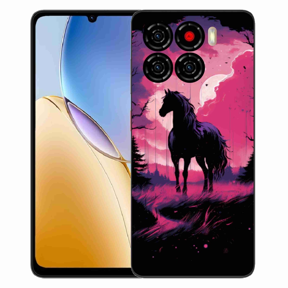Gélový kryt mmCase na ZTE Blade A56 - čierny kreslený kôň 1