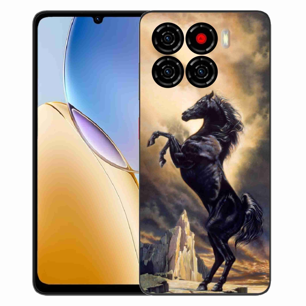 Gélový kryt mmCase na ZTE Blade A56 - čierny kreslený kôň