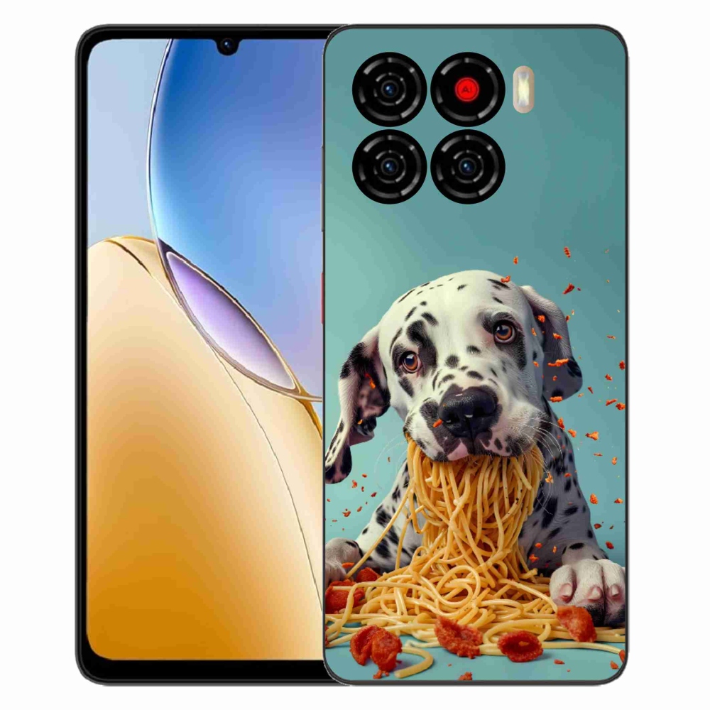 Gélový kryt mmCase na ZTE Blade A56 - dalmatín a špagety