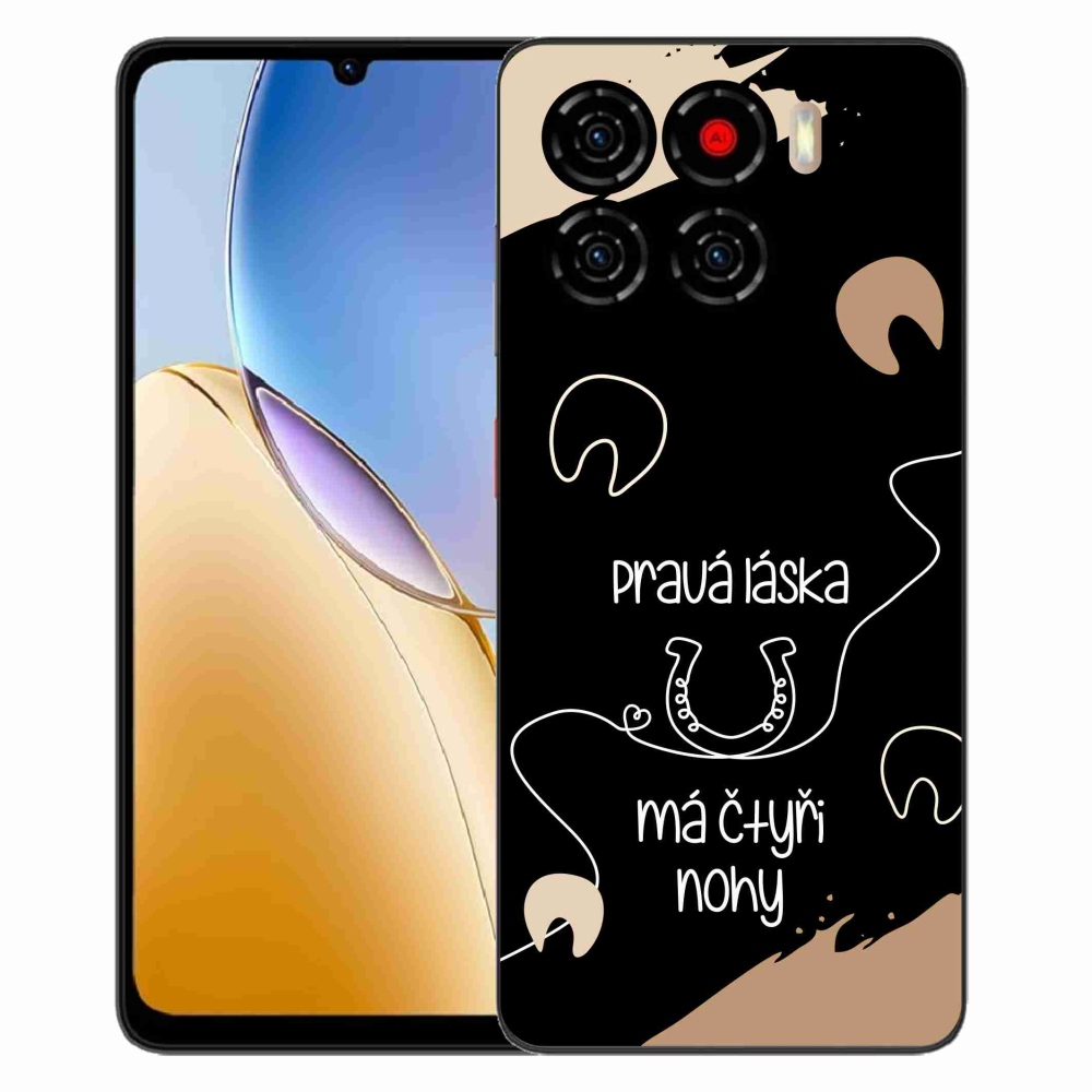 Gélový kryt mmCase na ZTE Blade A56 - konský motív čierne pozadie