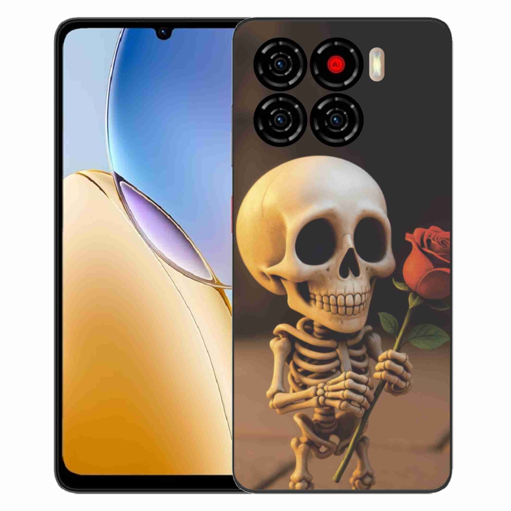 Gélový kryt mmCase na ZTE Blade A56 - kostlivec s ružou