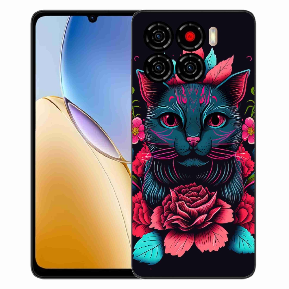 Gélový kryt mmCase na ZTE Blade A56 - kvety a mačka