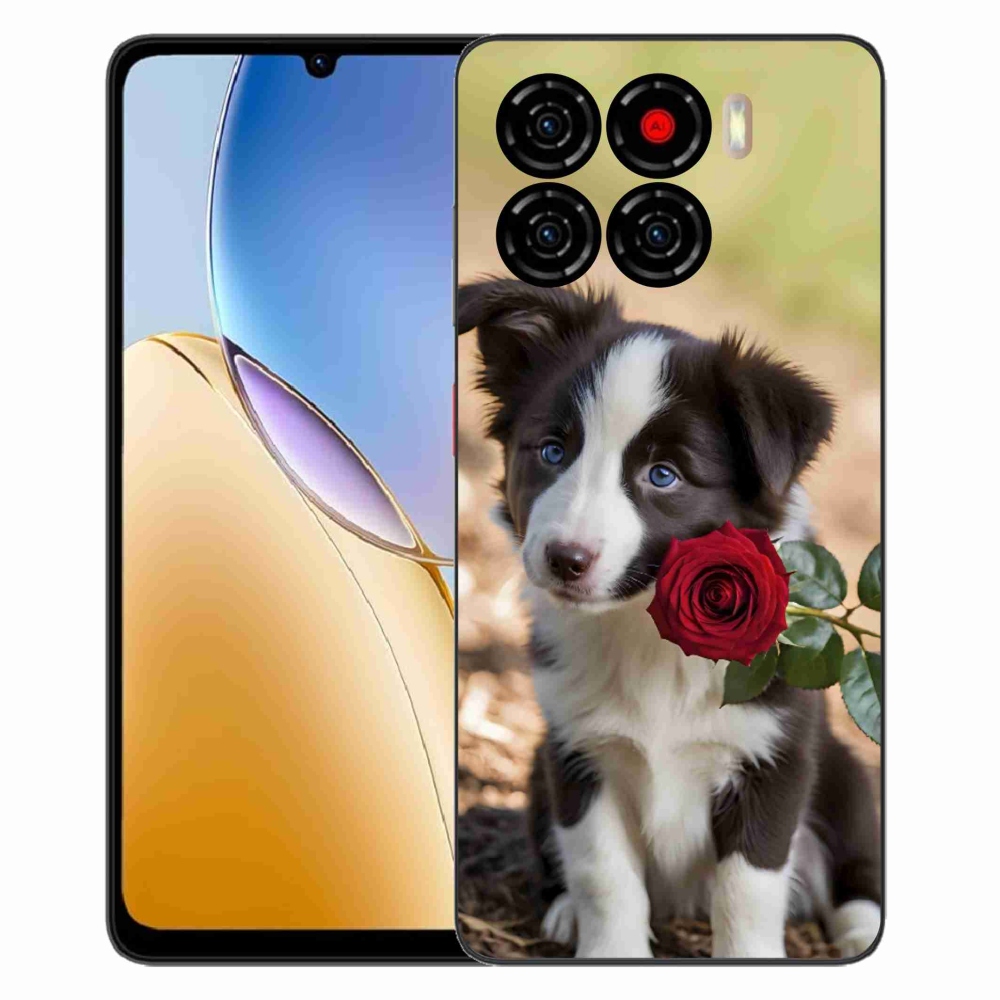 Gélový kryt mmCase na ZTE Blade A56 - roztomilá border kólia s ružou
