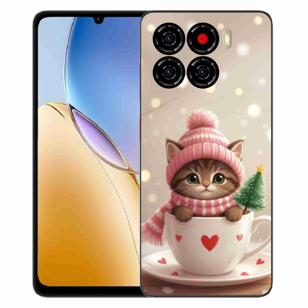 Gélový kryt mmCase na ZTE Blade A56 - vianočné mačiatko v hrnčeku