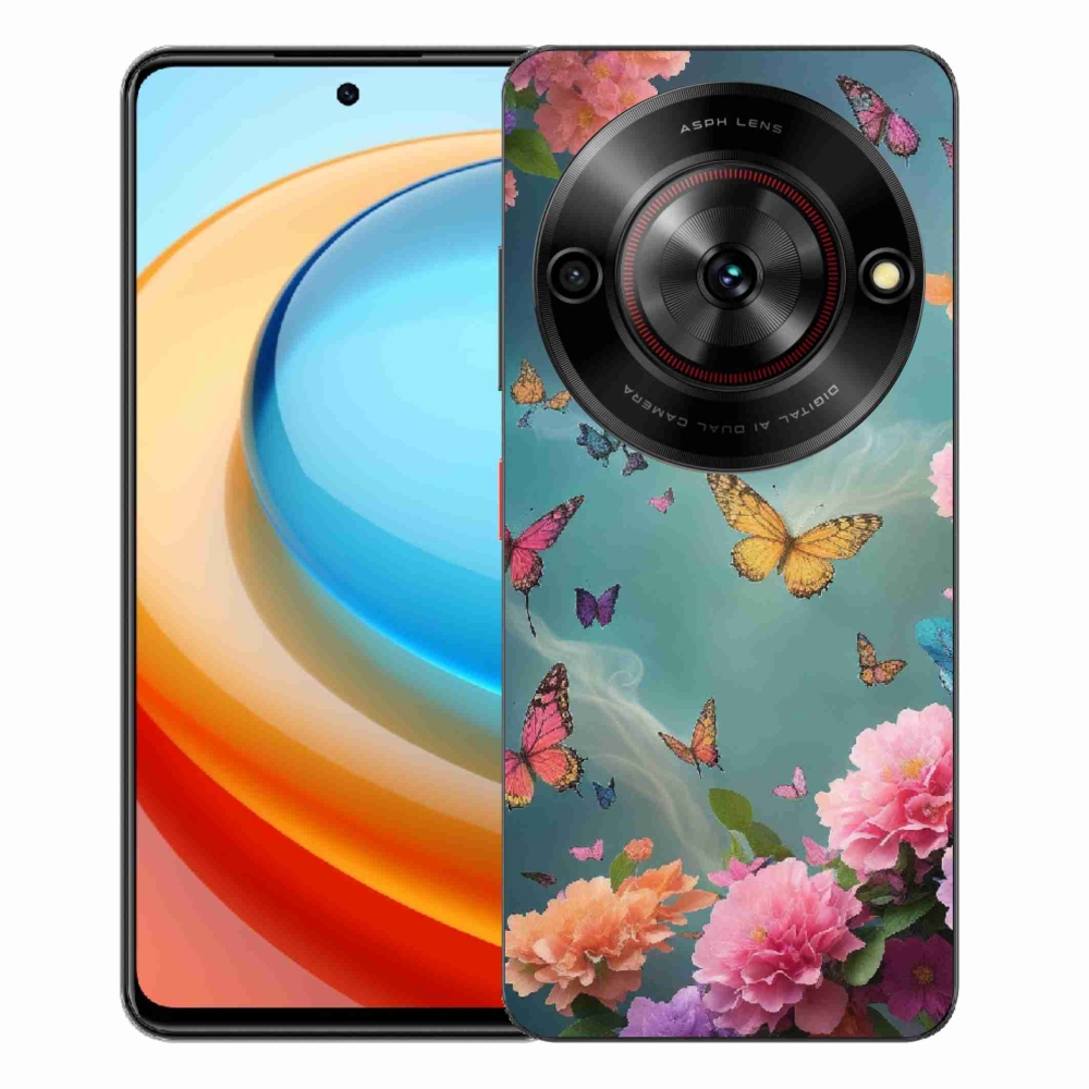 Gélový kryt mmCase na ZTE Blade A75 - farebné kvety a motýle