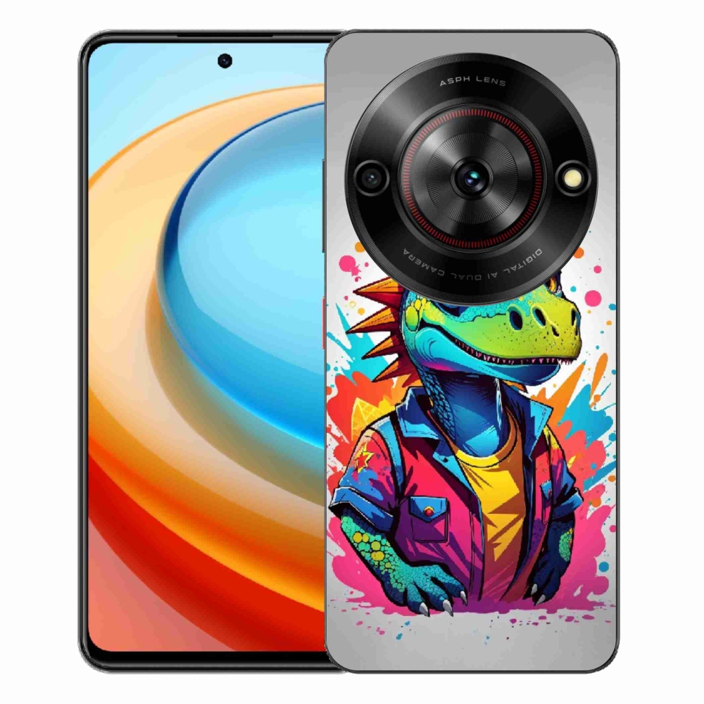 Gélový kryt mmCase na ZTE Blade A75 - farebný dinosaurus