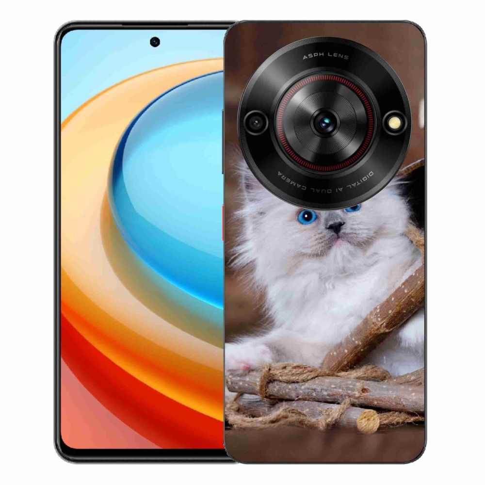 Gélový kryt mmCase na ZTE Blade A75 - biele mačiatko