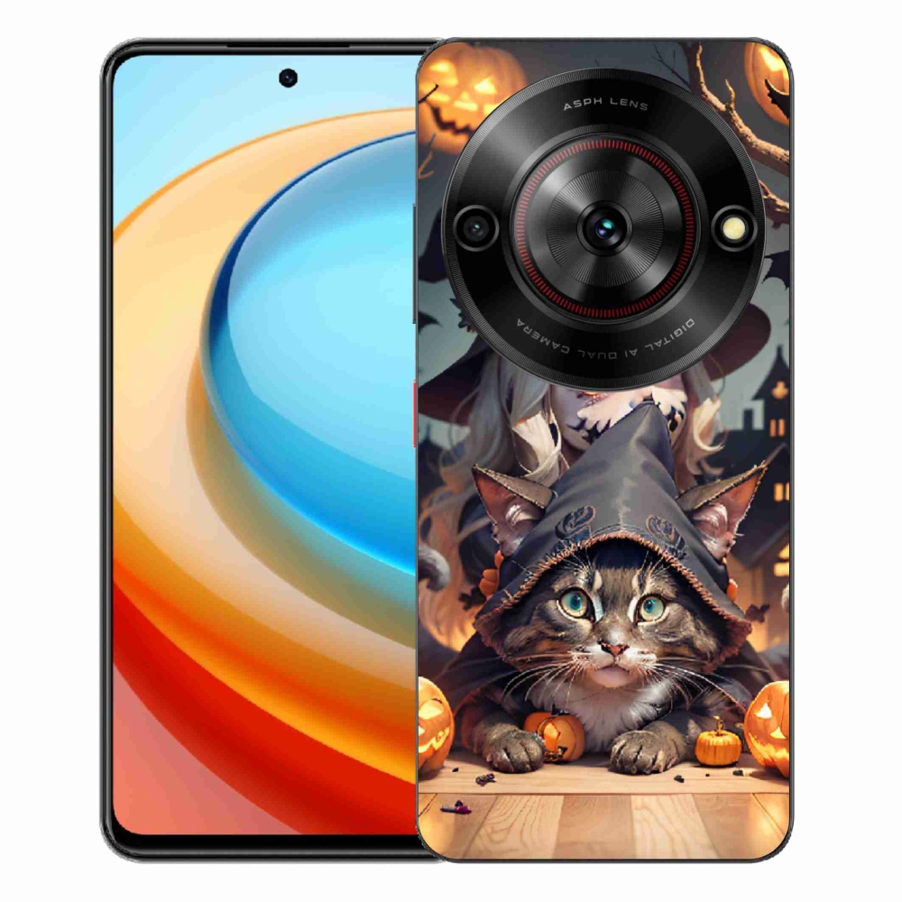 Gélový kryt mmCase na ZTE Blade A75 - čarodejnica s mačkou