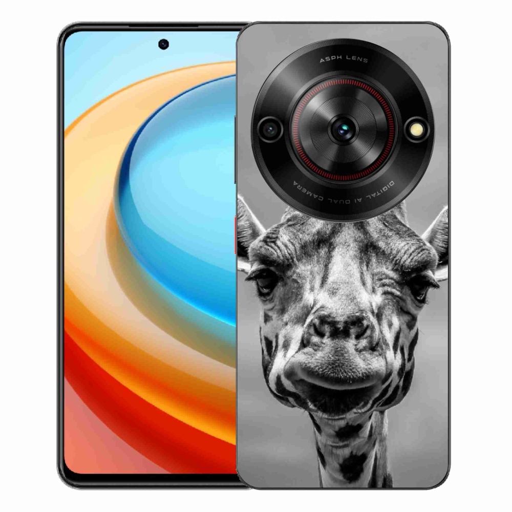 Gélový kryt mmCase na ZTE Blade A75 - čiernobiela žirafa