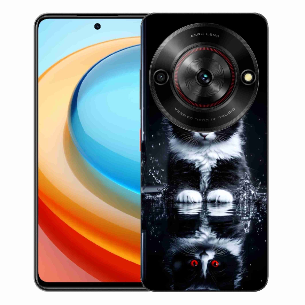 Gélový kryt mmCase na ZTE Blade A75 - čiernobiele mačiatko