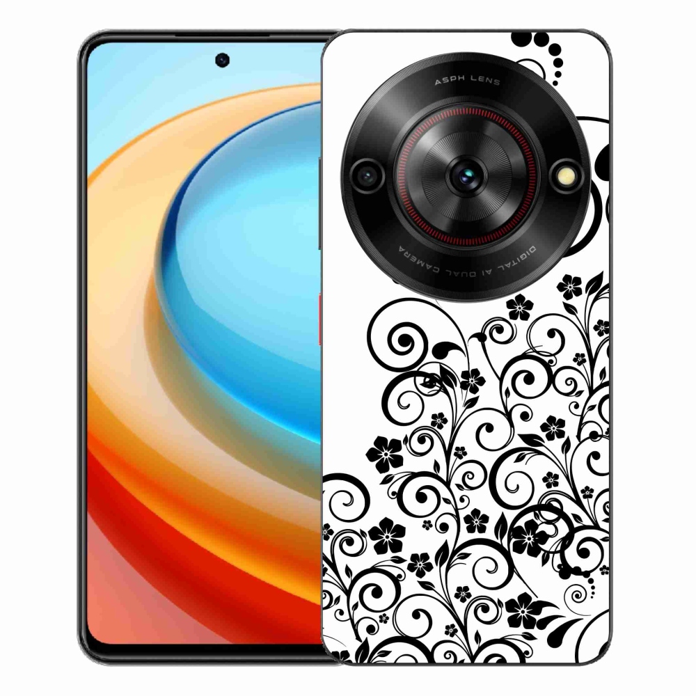 Gélový kryt mmCase na ZTE Blade A75 - čiernobiele kvetinové vzory