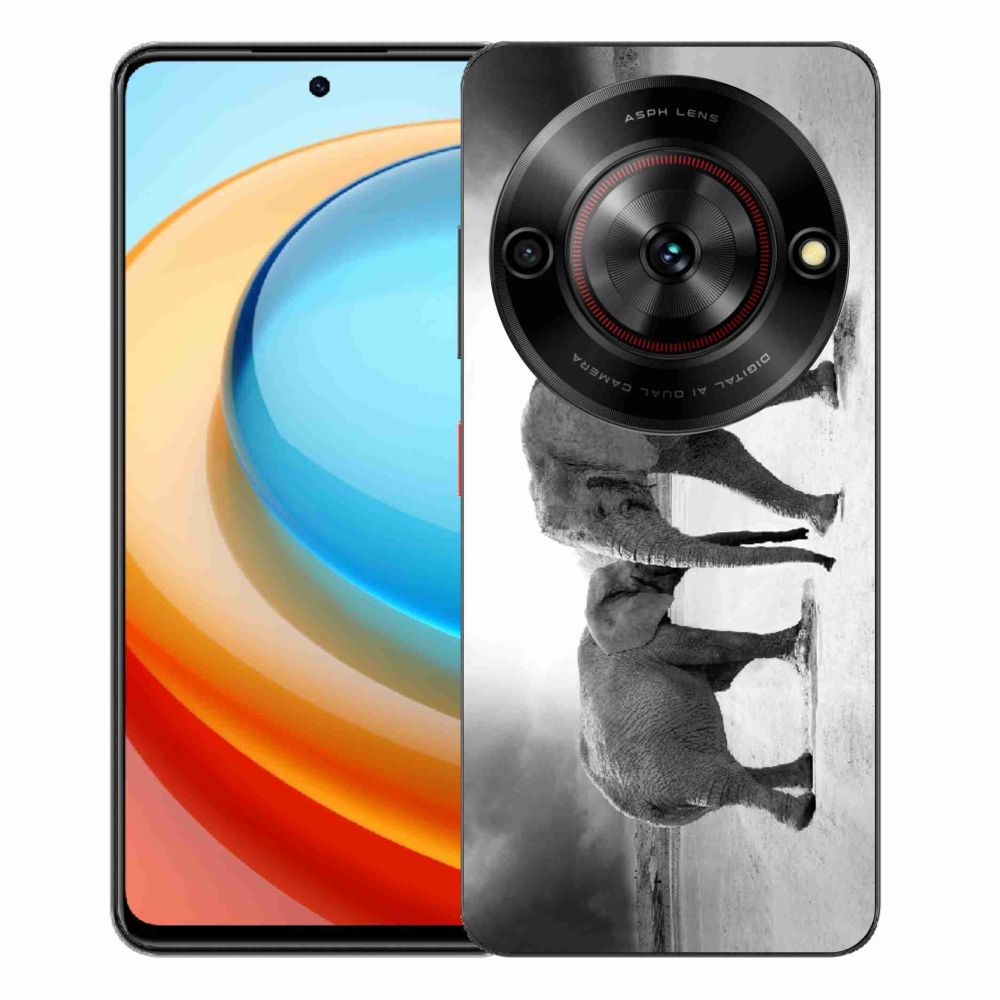 Gélový kryt mmCase na ZTE Blade A75 - čiernobieli slony