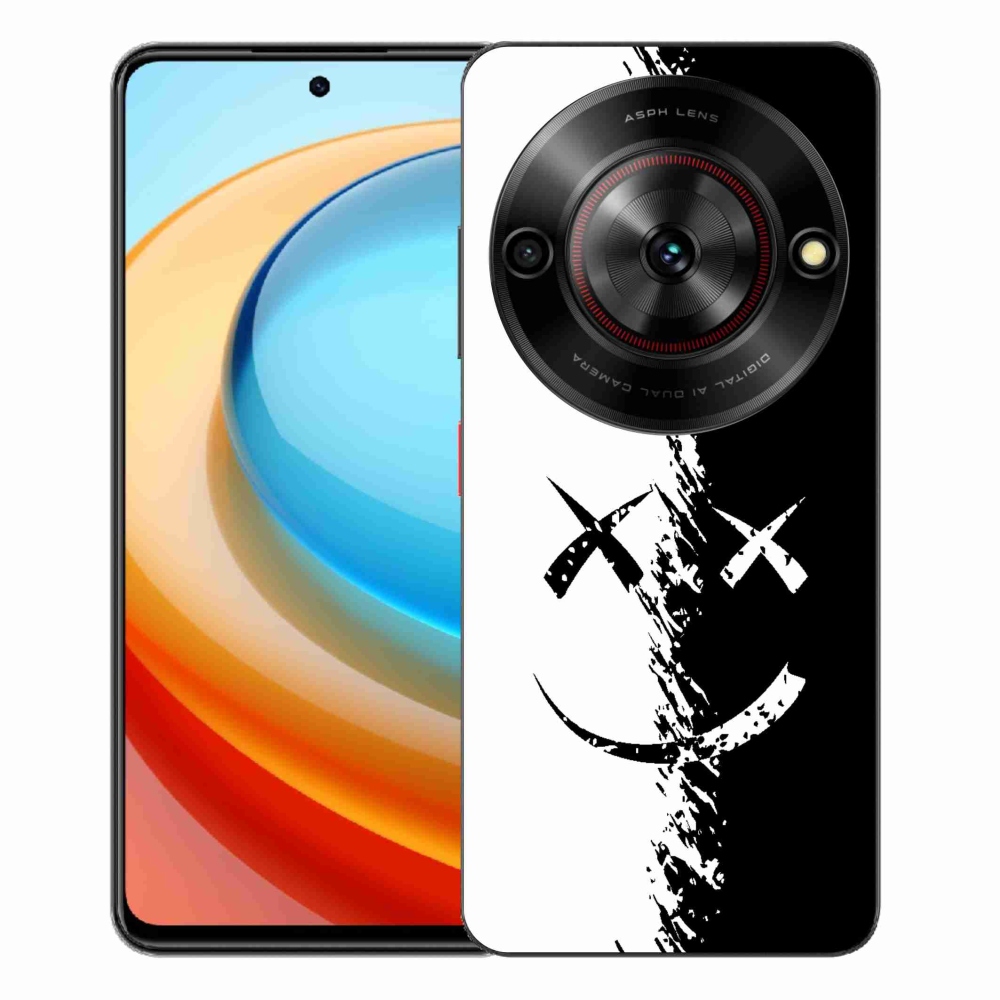 Gélový kryt mmCase na ZTE Blade A75 - čiernobiely smajlík