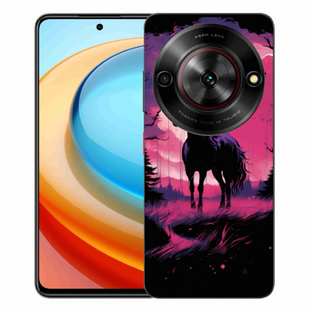 Gélový kryt mmCase na ZTE Blade A75 - čierny kreslený kôň 1