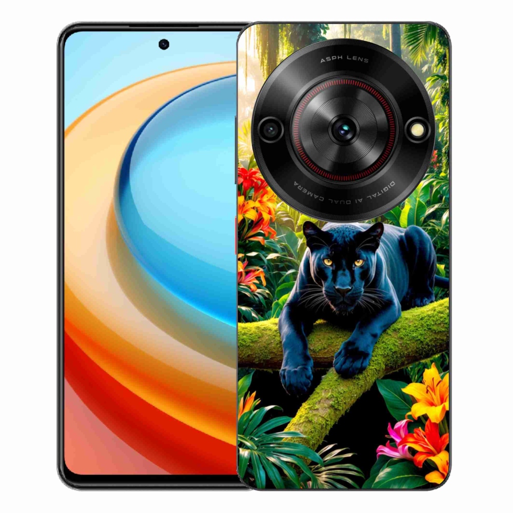 Gélový kryt mmCase na ZTE Blade A75 - čierny panter v džungli