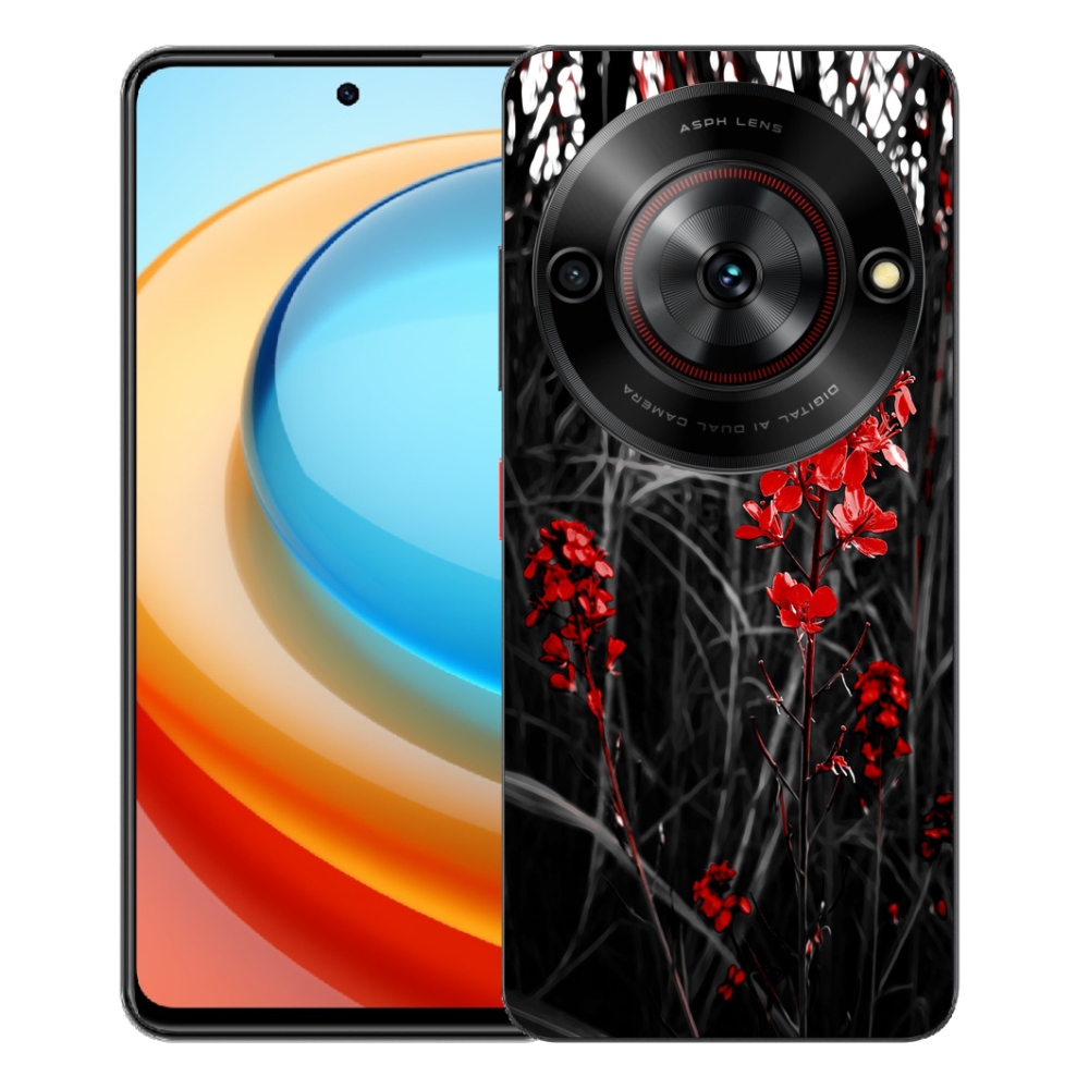 Gélový kryt mmCase na ZTE Blade A75 - červená rastlina