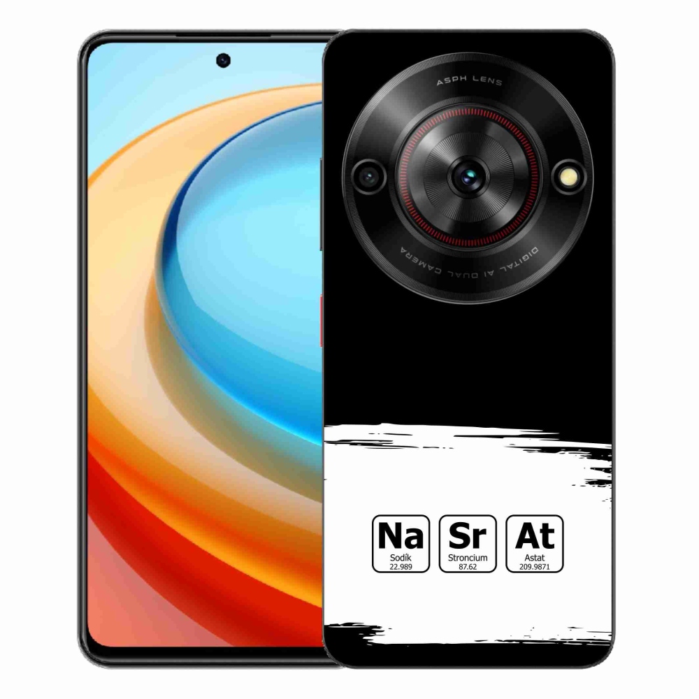 Gélový kryt mmCase na ZTE Blade A75 - chemické prvky bieločierne pozadie